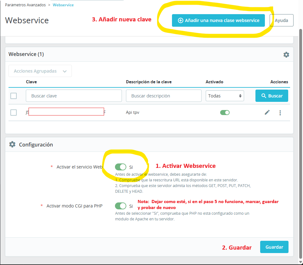 Activar Webservice